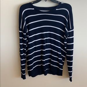 Navy and white striped sweater